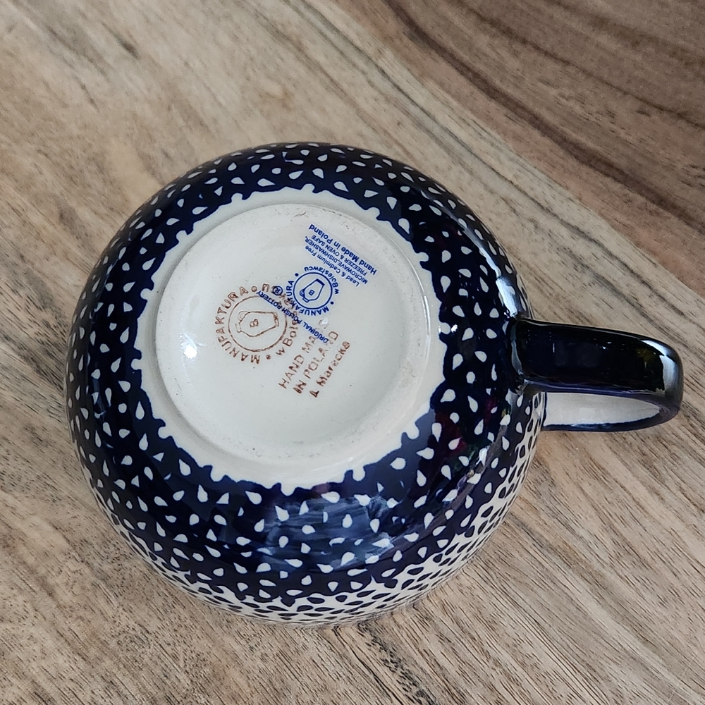 Handmade in Poland Ceramic Blue Speckled Pottery Glazed Mug NWOT - Picture 9 of 12